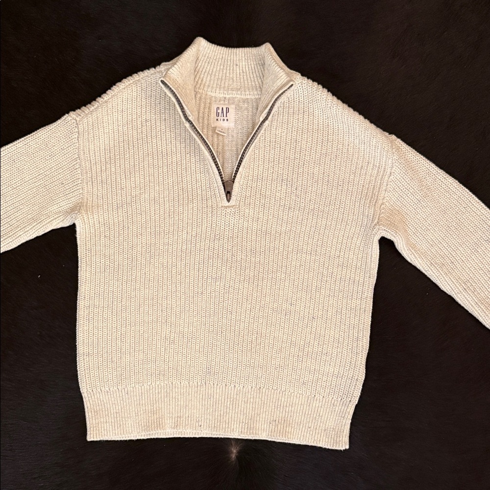 GAP Boys Silvery, Gray and White Zip-Up Sweater